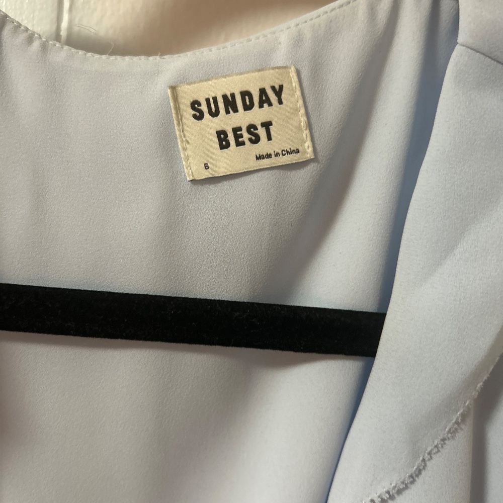 Aritzia Sunday Best Ruffled Light Blue Mini Dress - Picture 2 of 3